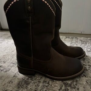 Ariat Brown Western Boots with Pink Accents